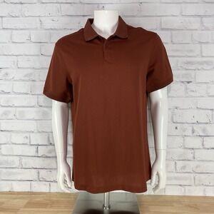 Lululemon Shirt Men's Large‎ Polo Short Sleeve Athleta Performance Burnt Orange